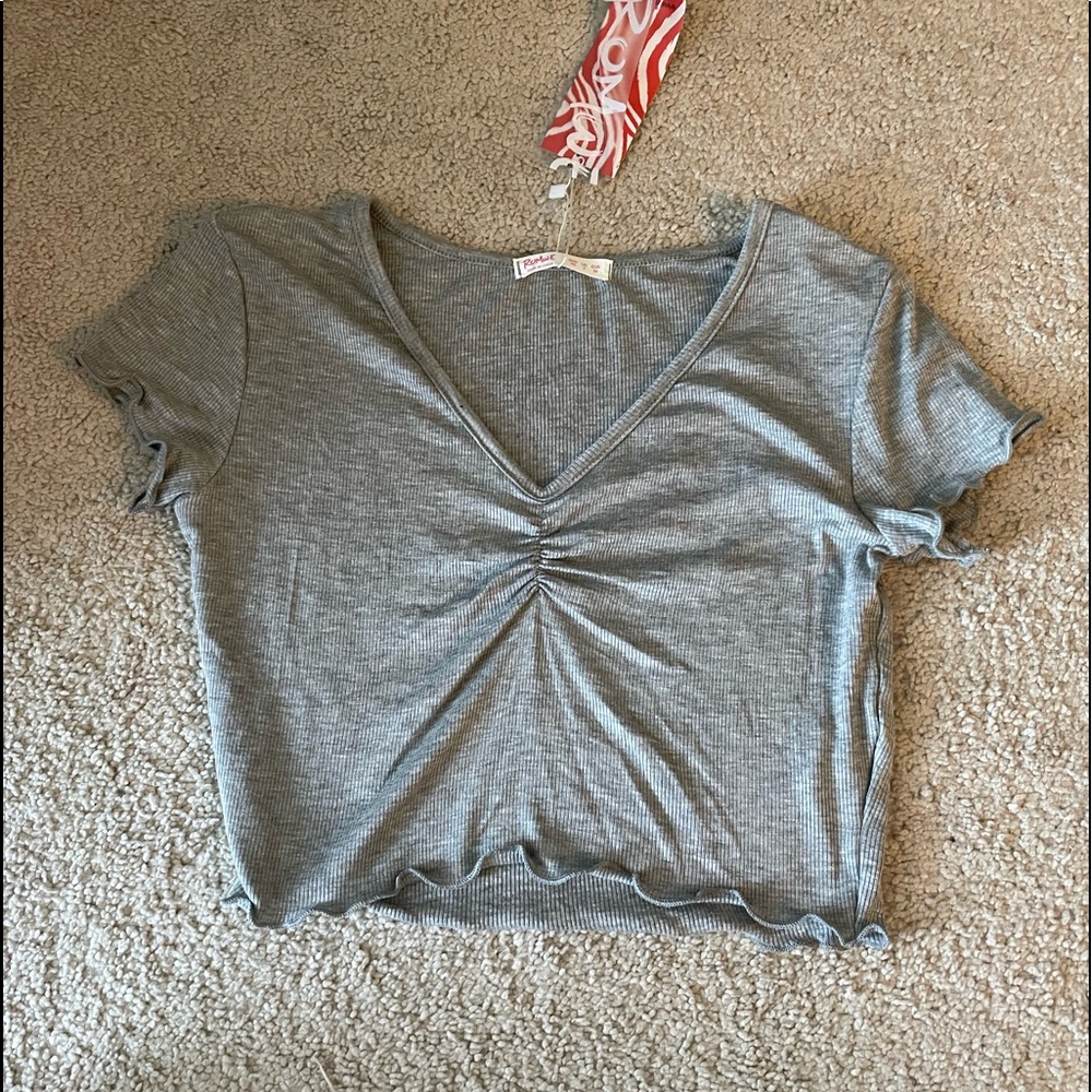 Romwe Grey Crop Top
